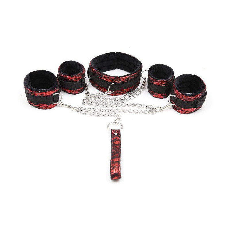 Generique Kit Bondage Collier + Menottes Rouge